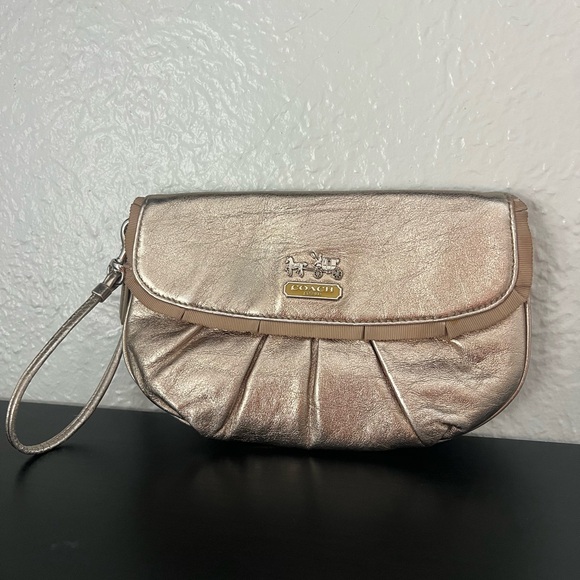 Coach Metallic Clutch Pleated Wristlet - Picture 2 of 9